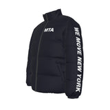 No Hood MTA Puffer Coat (white text)