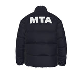 No Hood MTA Puffer Coat (white text)