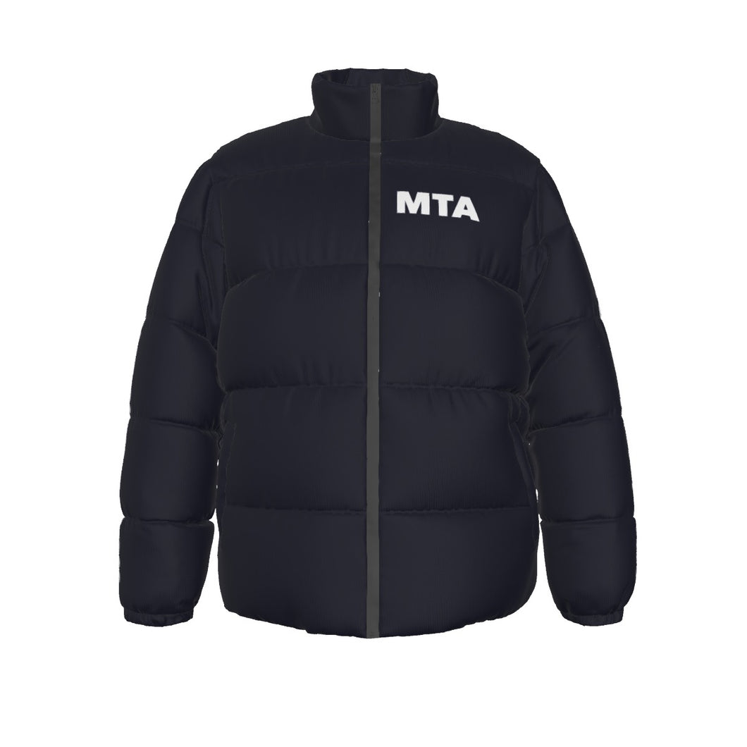 No Hood MTA Puffer Coat (white text)